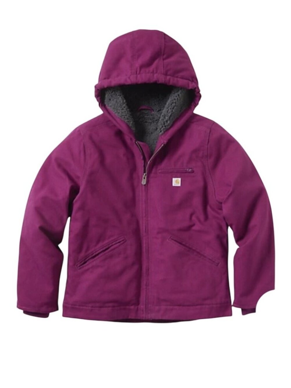 Carhartt Girls Sierra Sherpa Lined Hooded Jacket Coat Purple Size 4T Zip Pockets